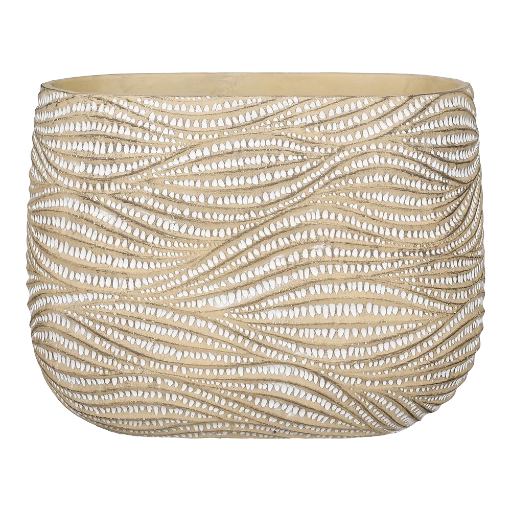 Bloempot Hendrick Ovaal - L28 X B16 X H21cm - Creme