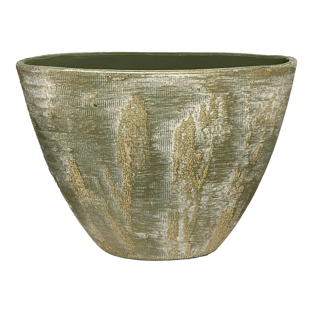 Bloempot Miami Ovaal - L33 X D13 X H24cm - Groen Cement