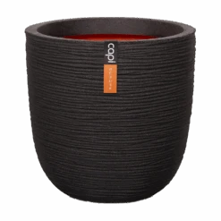 Capi Bloempot Bol Nature Rib NL - D43 X H41cm - Zwart