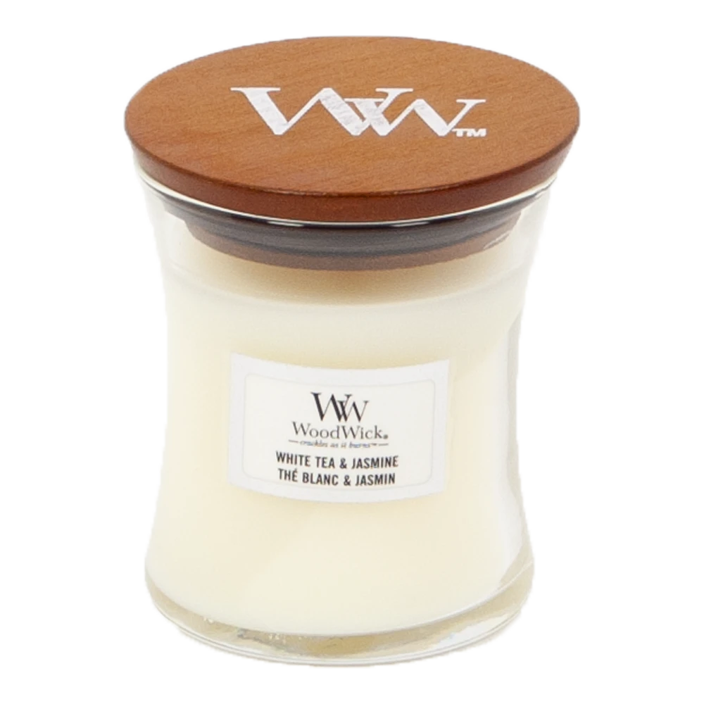 Woodwick White Tea & Jasmine Mini Candle - Geurkaars